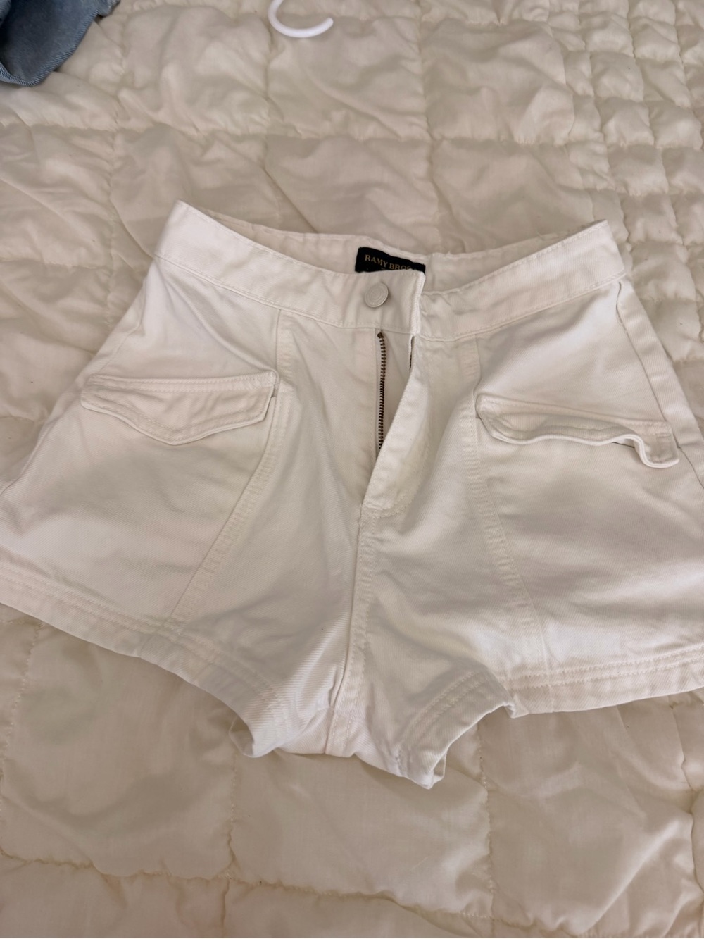 Ramy Brook White High-Rise Pocket Jean Shorts